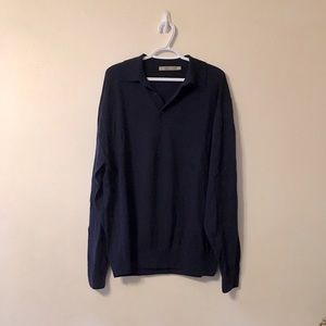Raffi Navy Blue Long Sleeve Polo, XL